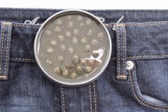 Men Belt Buckle Round 3&Prime; Heavy Metal Dome Skulls Silver Brown Biker Accessory
