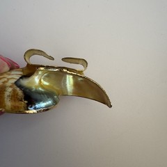 Vintage Nautilus Shell Belt Buckle Brown Gold Tone Coastal Beach