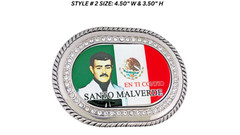 Jesus Malverde Belt Buckle Silver Metal New Men Women Narco-Saint Sinaloa Mexico