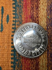 Vintage Harley Davidson Round Belt Buckle Bar & Shield Logo Motorcycle