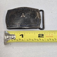 Vintage Hickok Silver Plat Belt Buckle Monogram “A” Hammered Finish Silver Front