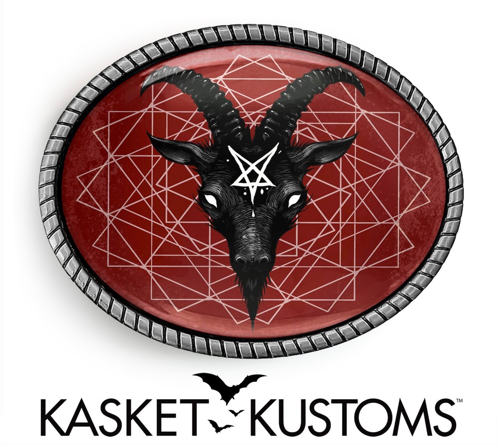 Satanic Goat Head Belt Buckle – Baphomet Geometric Pentagram Witchcraft Oval