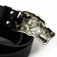 German silver belt buckle Grey Wolf, Handmade wolf head german silver buckle