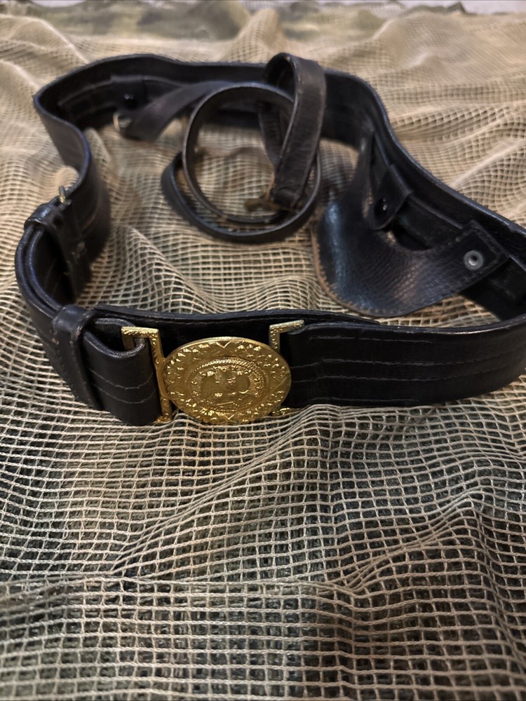 Vtg US Navy Officers Sword Belt And Buckle W/ Hangers Size 34 NS Meyer New York