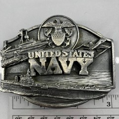Siskiyou Buckle Co United States Navy Belt Buckle 1987 Pewter Ship Eagle