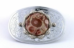 39mm Round Leopardskin Jasper Cabochon Cab Silver Color Oval Belt Buckle PBB12