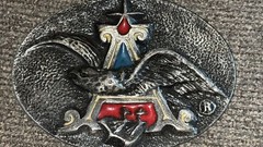 ANHEUSER-BUSCH logo Belt Buckle Vintage Metal Enamel