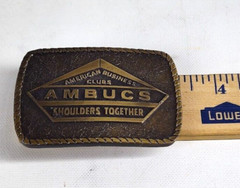 Vtg Cast Metal Belt Buckle American Business Clubs Brass Tone