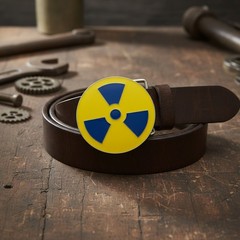 Unisex Fashion Belt Buckle Silver Metal Yellow Nuke Bomb Nuclear Animation Anime