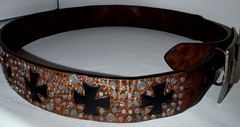 Ariat Embossed Sample Belt W/Iron Cross Belt Buckle Silver Black Never worn