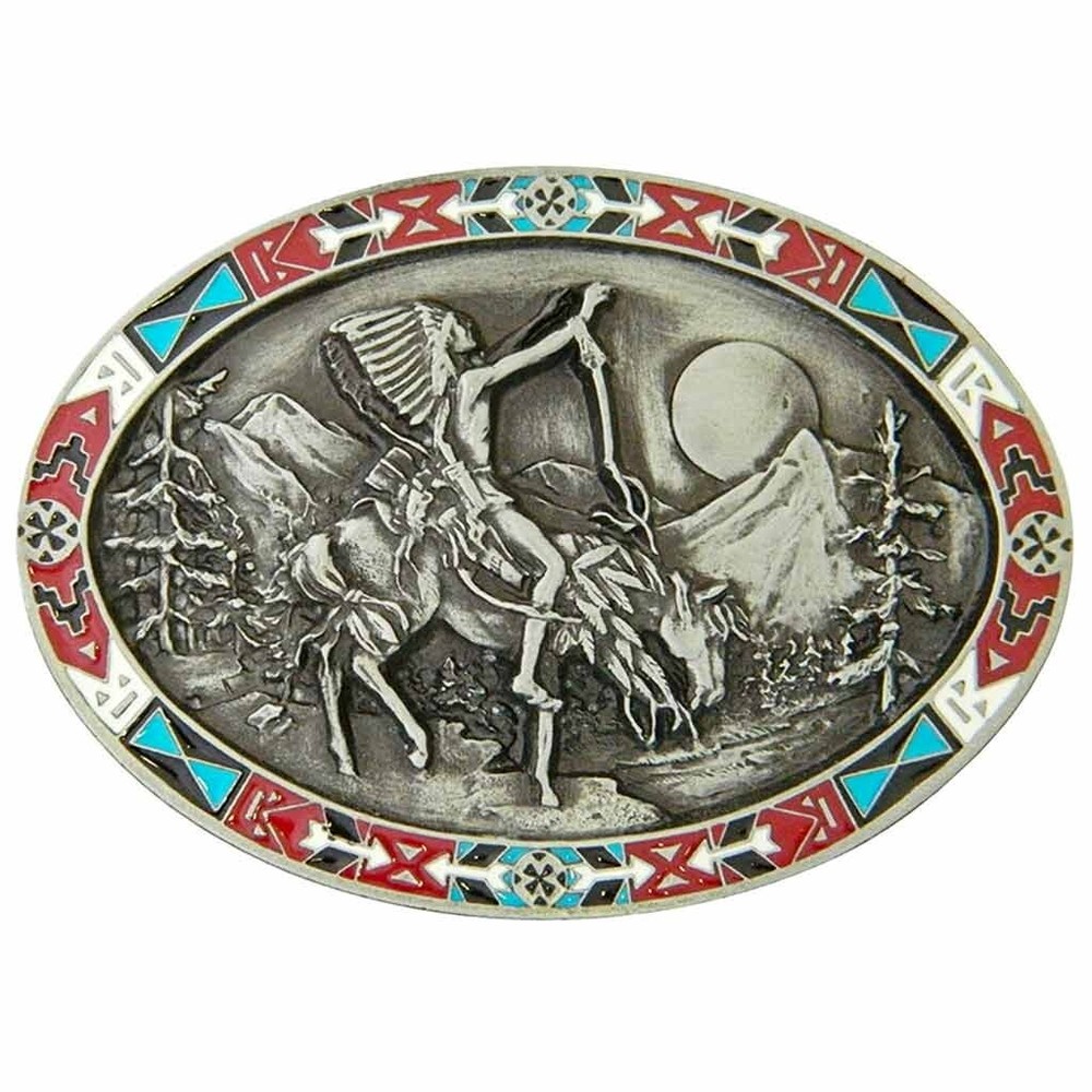 BU-017-E Oval Belt Buckle With Enamel Finish USA