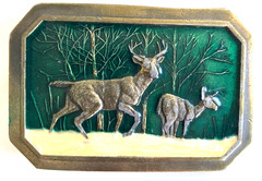 Two Deer Belt Buckle – The Great American Belt Buckle Co. 1976 Serial No. 520
