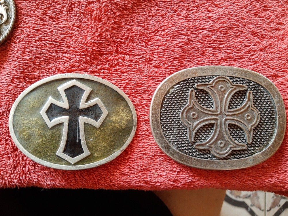 Gothic Black with Silver Cross Belt Buckles Lot Of 2