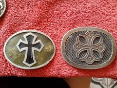 Gothic Black with Silver Cross Belt Buckles Lot Of 2