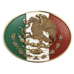 Ariat Mexican Flag Belt Buckle Oval Shape 3-3/4 x 2-7/8 A37013