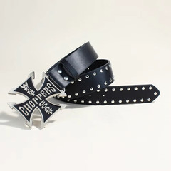 Gothic Studded Belt with Cross Buckle Swag Skate