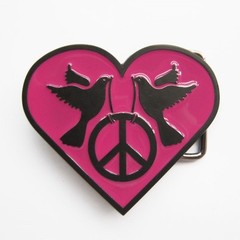 BRAND NEW HEART BIRD PEACE SIGN WOMEN 60 BELT BUCKLE