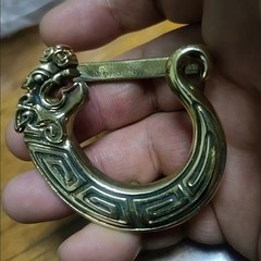 Dragon patterned belt buckle, pure copper smooth buckle accessory, brass