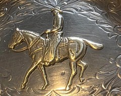 Vintage Metal Belt Buckle, Montana Silversmiths, Cowboy on His Horse, Nice West