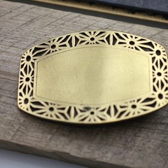 Vintage Floral Brass Belt Buckle, Western Style, Classic Metal Design