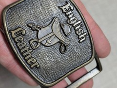 1970s vintage ENGLISH LEATHER belt buckle BRASS western SADDLE cowboy
