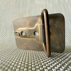 Mid-Century Modern Vintage Belt Buckle Exotic Wood Brass Copper Cowboy Western