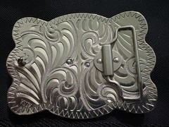 Western Rooster Floral Engraved Belt Buckle Gold/Silver Metal Fits 1.5in Belt