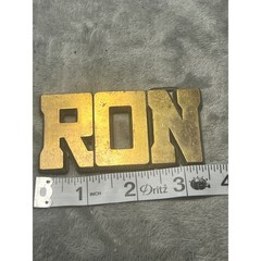 Vintage RON Name Brass Tone Belt Buckle ROYP Personalized Western Retro