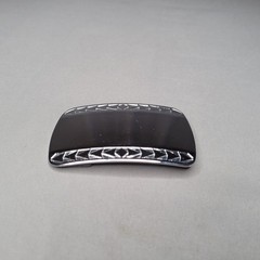 Silver Tone Rectangular Tie Bar Clip Mens Engraved Geometric Pattern Size Shown