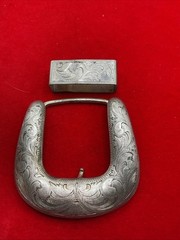 Vogt Signature Sterling Silver Overlay 2pc. Belt Buckle Western Ranger Set.