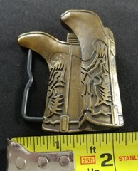 WESTERN COWBOY BOOTS SHAPED BRASS TONED METAL BELT BUCKLE