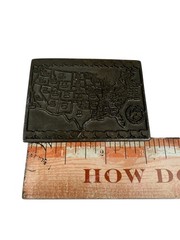 Vintage US Map Belt Buckle United States State Dates Eagle Emblem Solid Metal