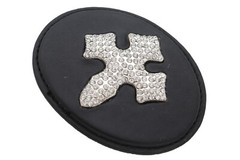 Belt Buckle Men Women Black Fabric Silver Metal Western Cowboy 3D Rodeo Cross