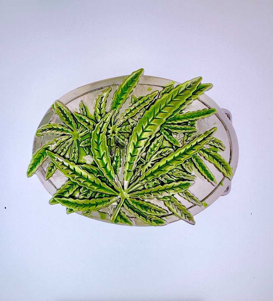 Marijuana Green Classic Belt Buckle | American Western Silver Vintage Buckle