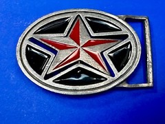 Moving Reversible Star (Red or Black) Belt Buckle by Heavy Metal Manufacturing
