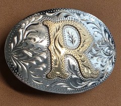 ADM Award Design Medals Letter Initial R Classic Western Belt Buckle Ornate