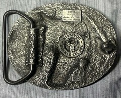Vintage 1983 Siskiyou U-10 Double Horse Head Pewter Belt Buckle Western