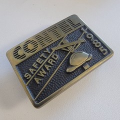 Contel Brass Belt Buckle 1985 Safety Award Anacortes Brass Works Handmade