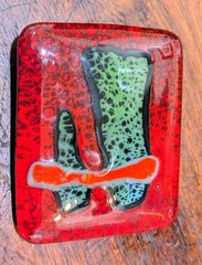 Abstract Glass Belt Buckle Red Green Orange Black Men&rsquo;s Clamp Closure 2 Inch