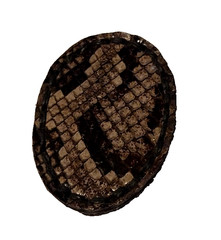 Rattlesnake Skin Belt Buckle Leather Back Vintage Western Cowboy