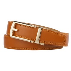 Tonywell Ratchet Belt, One Size, Light Brown Leather & Gold Metal Buckle