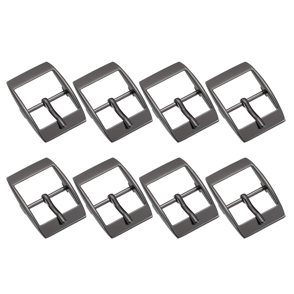 8Pcs 1&Prime; Single Prong Belt Buckle Square Center Bar Buckles Metallic Black