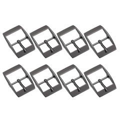 8Pcs 1&Prime; Single Prong Belt Buckle Square Center Bar Buckles Metallic Black