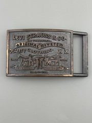 Levi Strauss Two Horse Riveted Belt Buckle Vintage Jeans Denim 1970s 80s