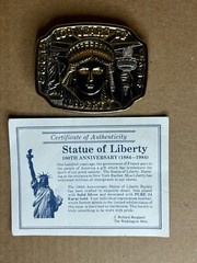 Vintage 1886-1986 100 Years Statue Of Liberty Two Tone Belt Buckle w/ COA