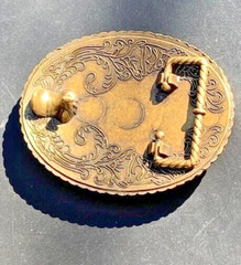 GORGEOUS! Vintage Western Nature-Themed Solid Brass BELT BUCKLE – 3.75&Prime; x 3.0&Prime;