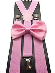 Blush Light Pink SUSPENDERS And BOWTIE Matching Set Tuxedo Wedding Prom