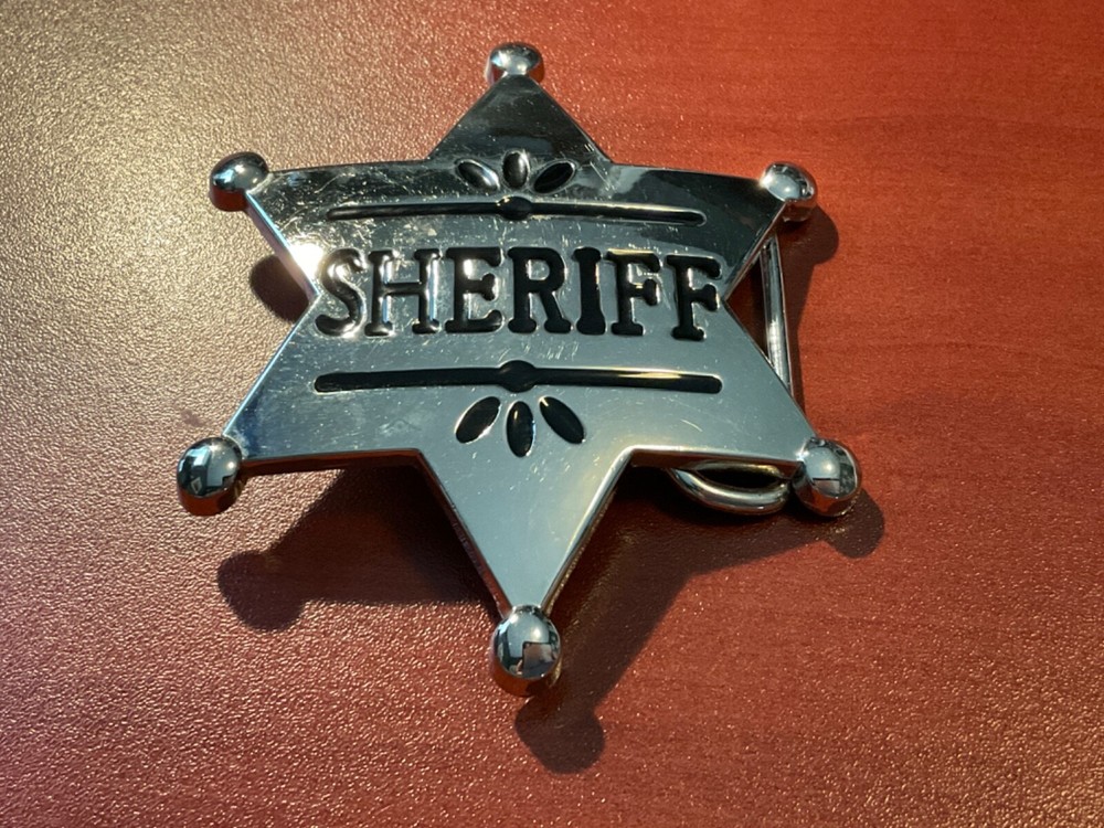 Silver Sheriff Badge Belt Buckle Western Style Belt Buckle