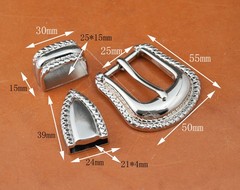 25MM Western Cowboy Leathercraft Prong Pin Belt Buckle Set 3-Piece DIY Project