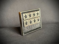 « 8 Tarnished Stars » Military Industrial Belt Buckle Black Leather Darren McNeese